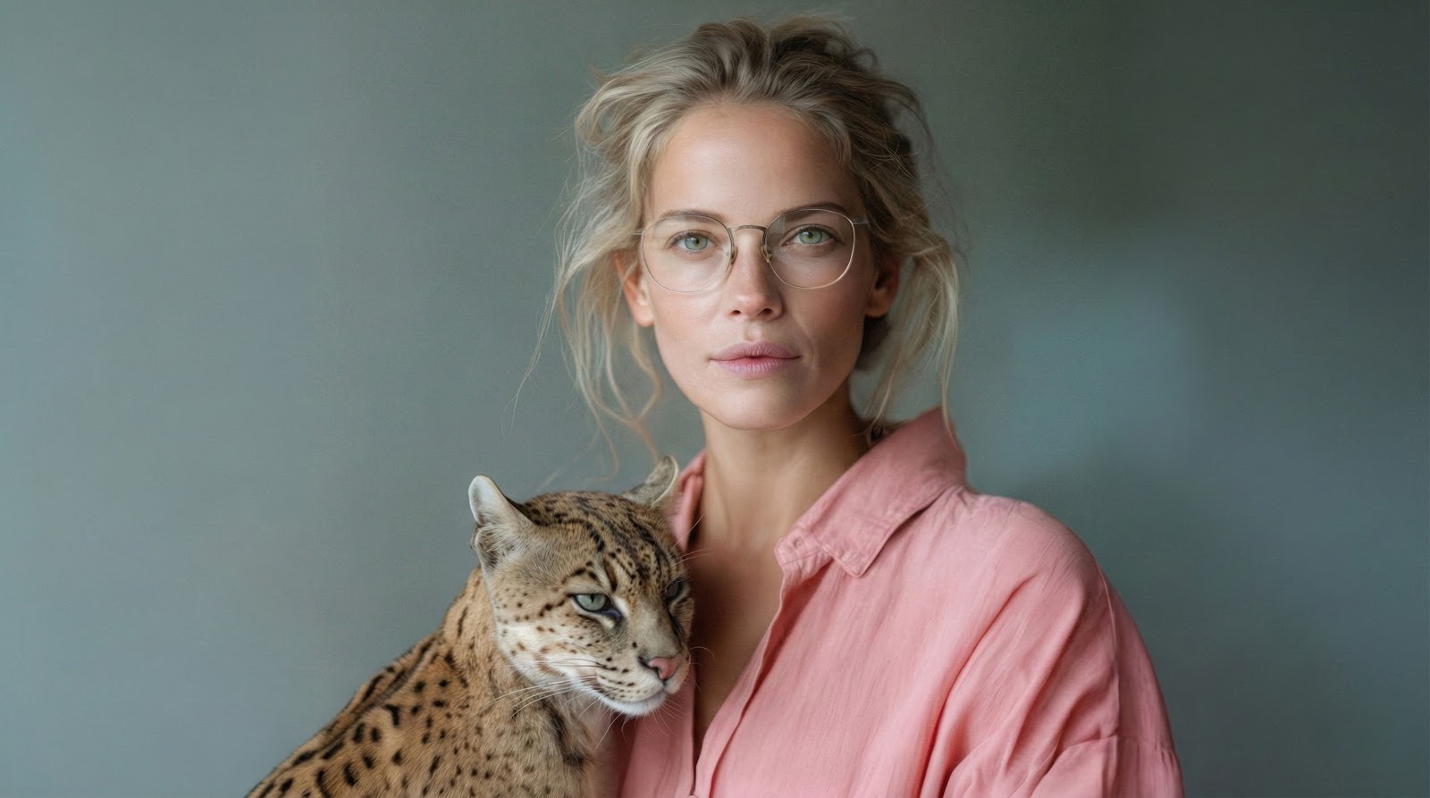 Campagnebeeld Wild: vrouw met bril en een ocelot TBL 1778